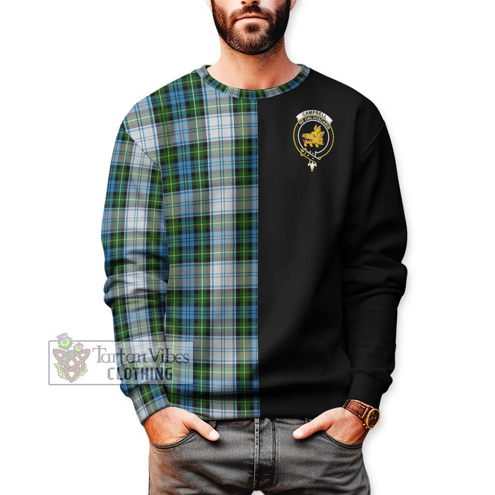 Campbell Dress Tartan Sweatshirt with Family Crest and Half Of Me Style Unisex - Tartanvibesclothing Shop