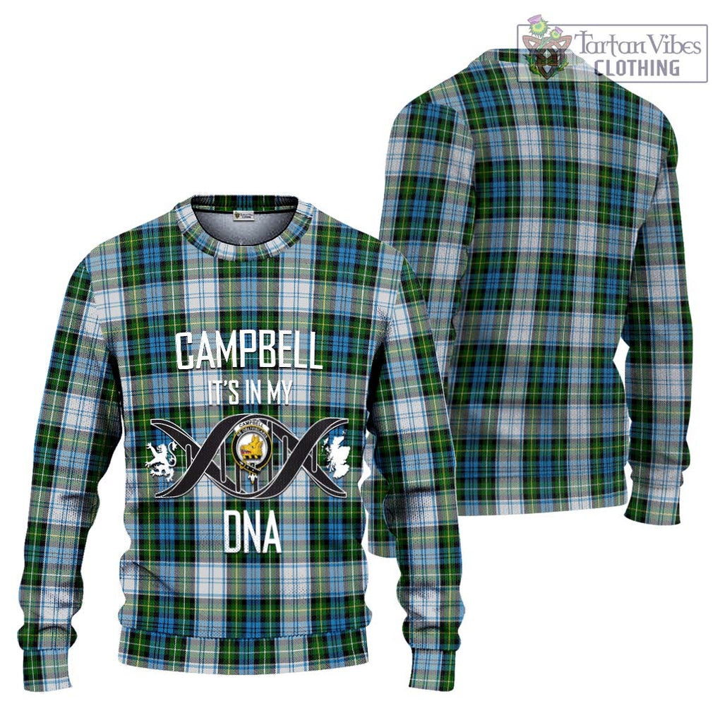 Campbell Dress Tartan Knitted Sweater with Family Crest DNA In Me Style Unisex - Tartanvibesclothing Shop