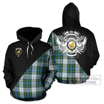 Campbell Dress Tartan Hoodie with Family Crest and Military Logo Style