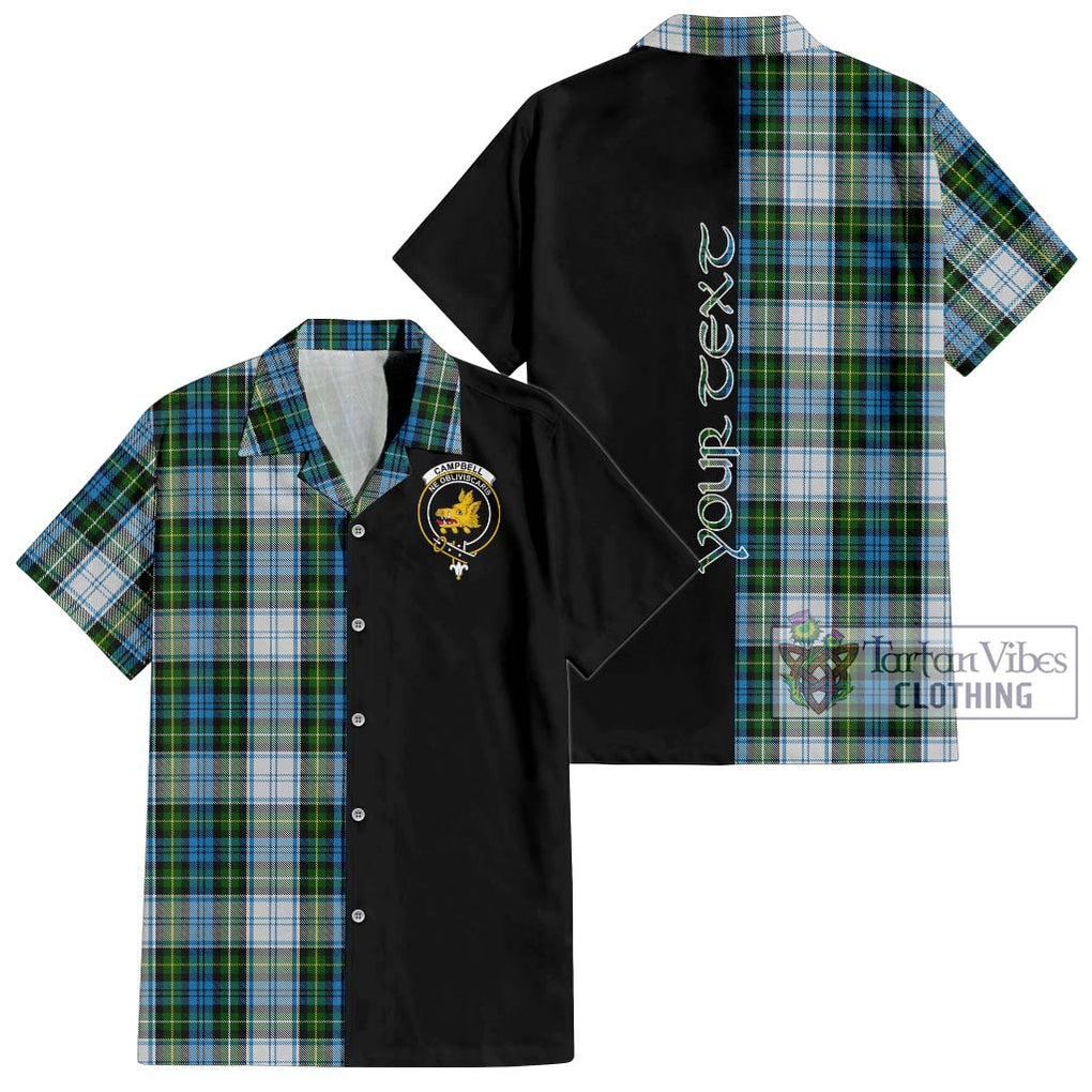 Campbell Dress Tartan Short Sleeve Button Shirt with Family Crest and Half Of Me Style Kid - Tartanvibesclothing Shop