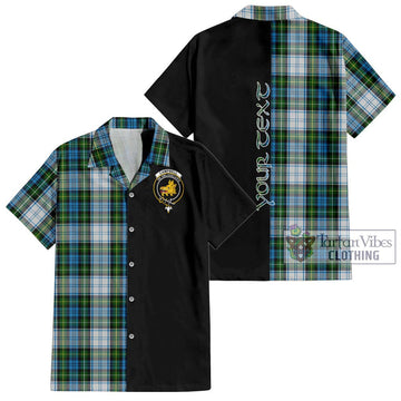 Campbell Dress Tartan Short Sleeve Button Shirt with Family Crest and Half Of Me Style