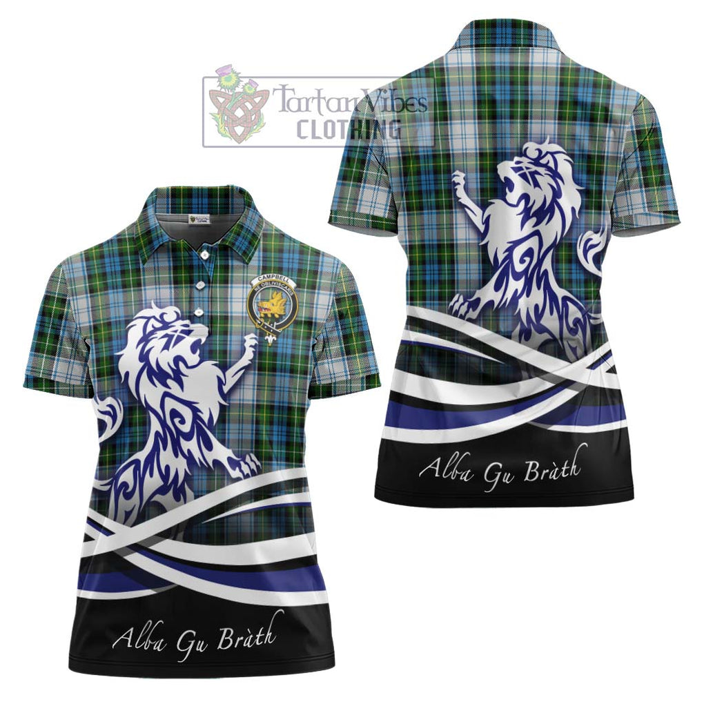 Campbell Dress Tartan Women's Polo Shirt with Alba Gu Brath Regal Lion Emblem Women - Tartanvibesclothing Shop