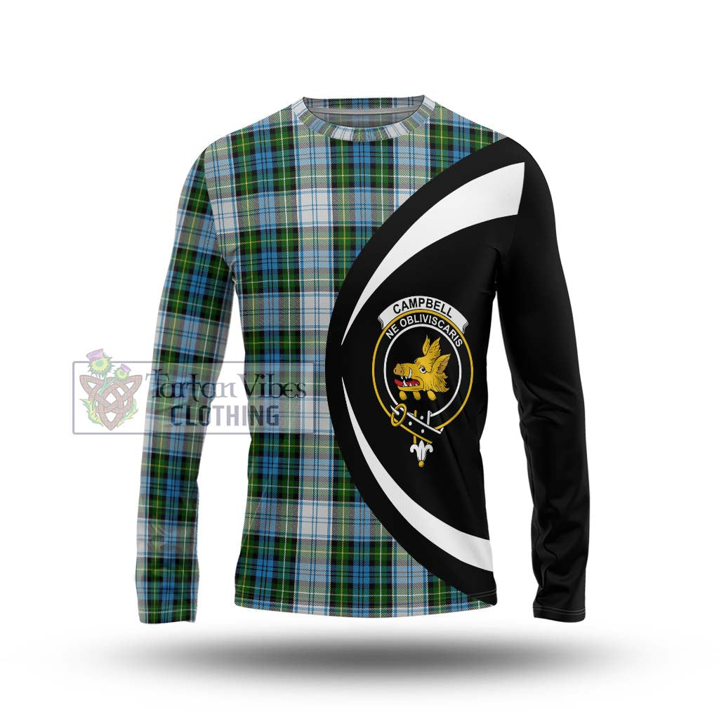 Campbell Dress Tartan Long Sleeve T-Shirt with Family Crest Circle Style Unisex - Tartan Vibes Clothing