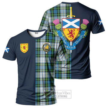 Campbell Dress Tartan T-Shirt Alba with Scottish Lion Royal Arm Half Style