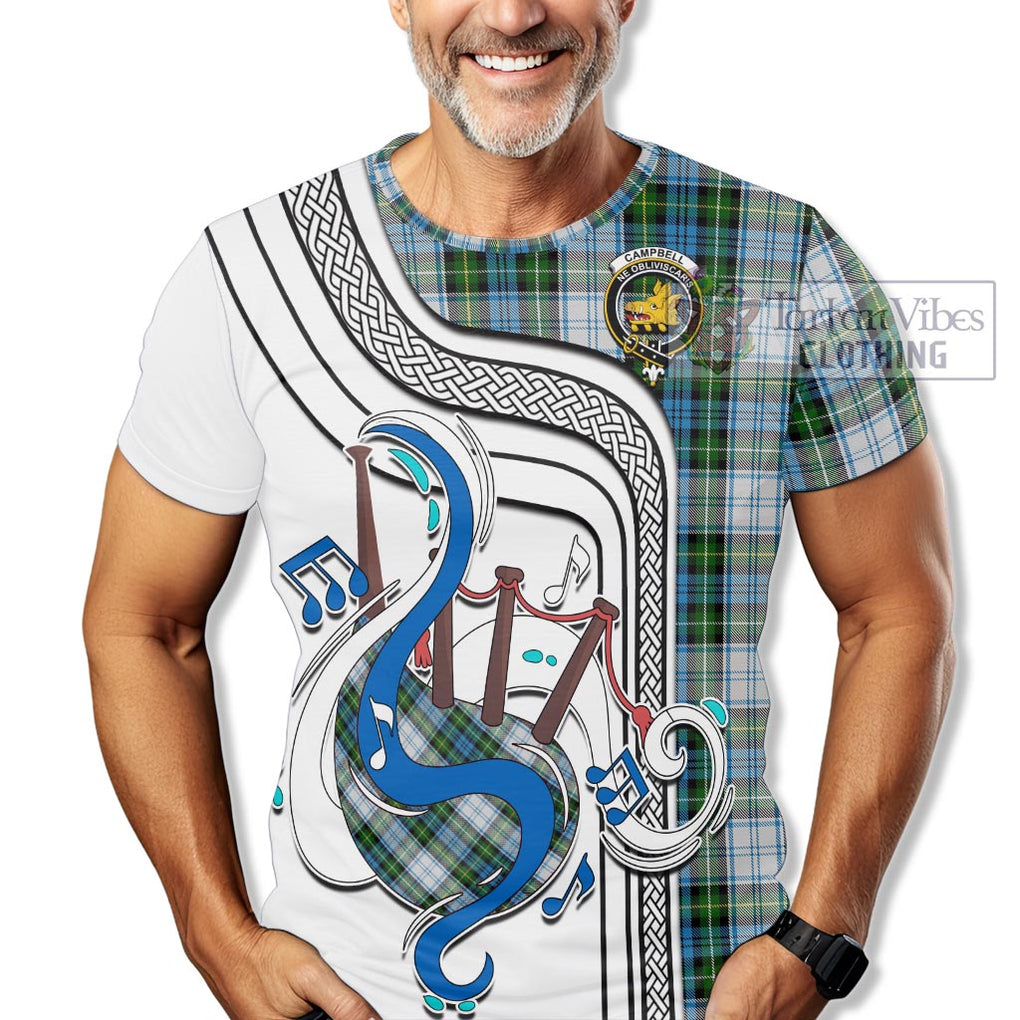 Campbell Dress Tartan T-Shirt with Epic Bagpipe Style Kid's Shirt - Tartanvibesclothing Shop