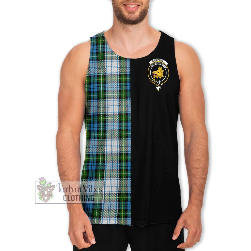 Campbell Dress Tartan Men's Tank Top with Family Crest and Half Of Me Style Men - Tartanvibesclothing Shop