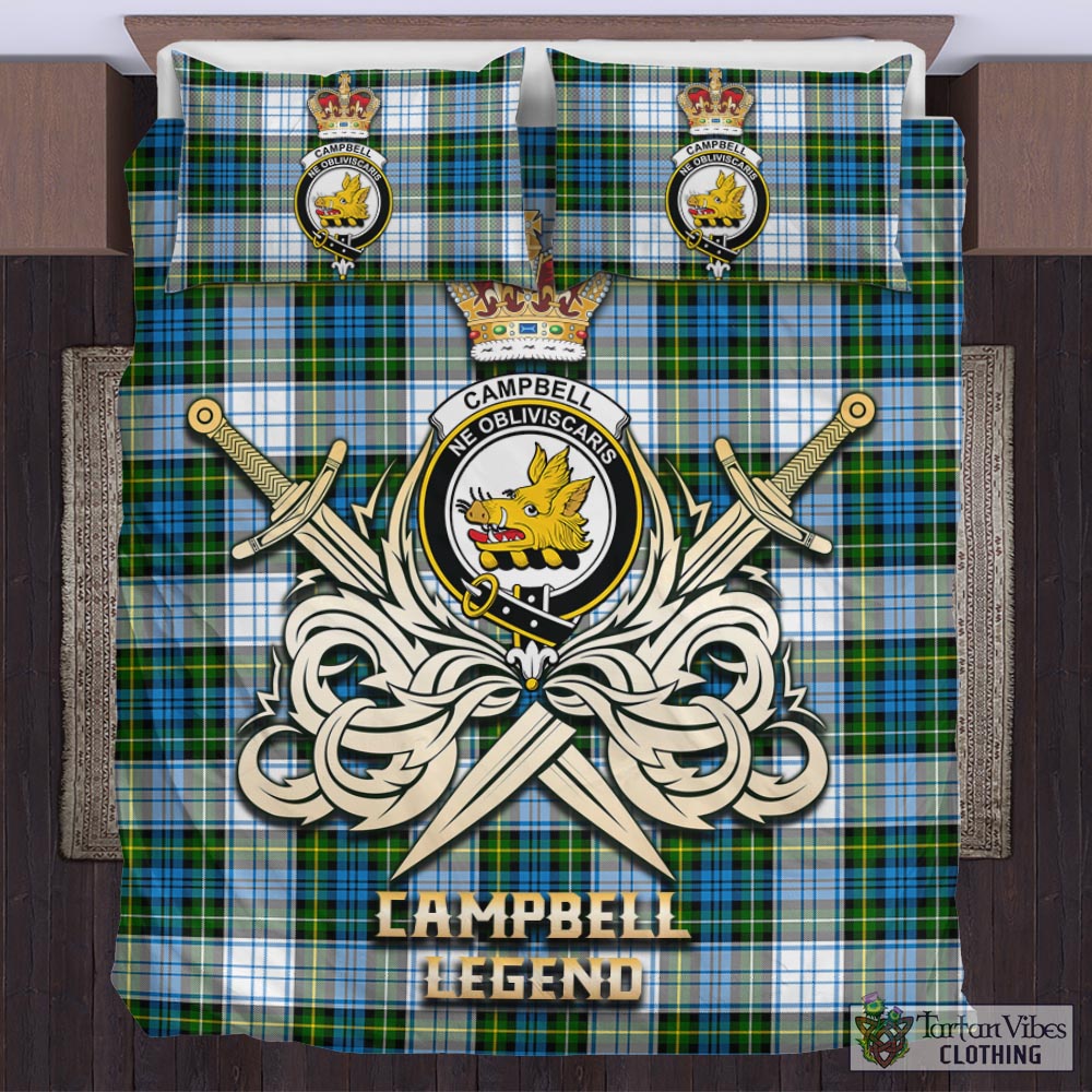 Tartan Vibes Clothing Campbell Dress Tartan Bedding Set with Clan Crest and the Golden Sword of Courageous Legacy