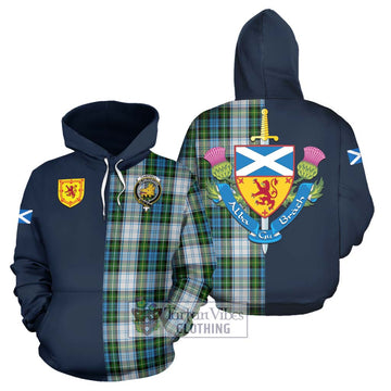 Campbell Dress Tartan Hoodie with Scottish Lion Royal Arm Half Style