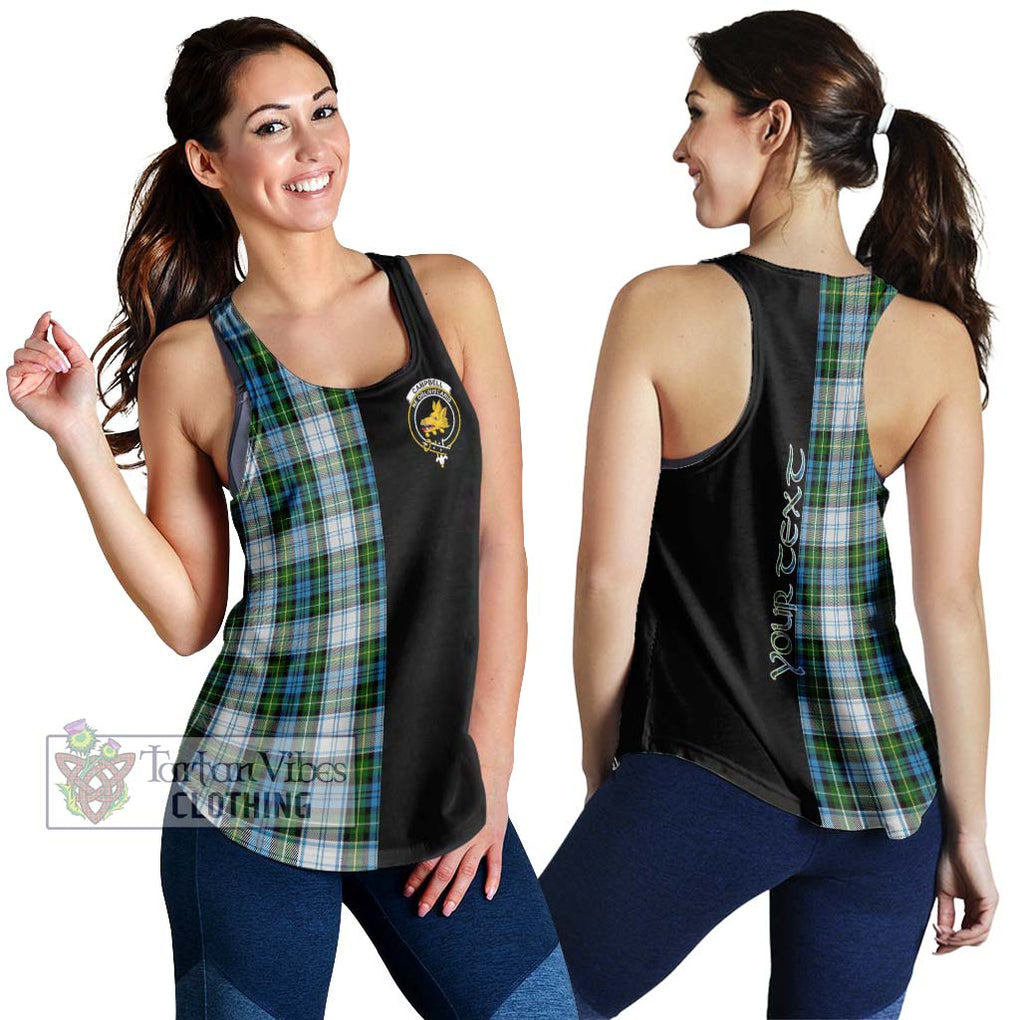 Campbell Dress Tartan Women's Racerback Tanks with Family Crest and Half Of Me Style 4XL - Tartanvibesclothing Shop