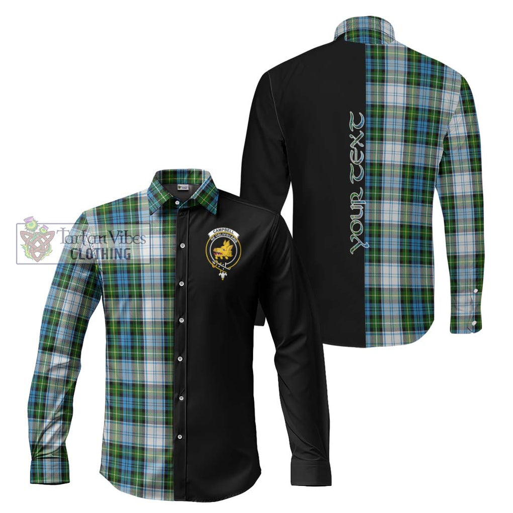 Campbell Dress Tartan Long Sleeve Button Shirt with Family Crest and Half Of Me Style Men's Shirt S - Tartanvibesclothing Shop