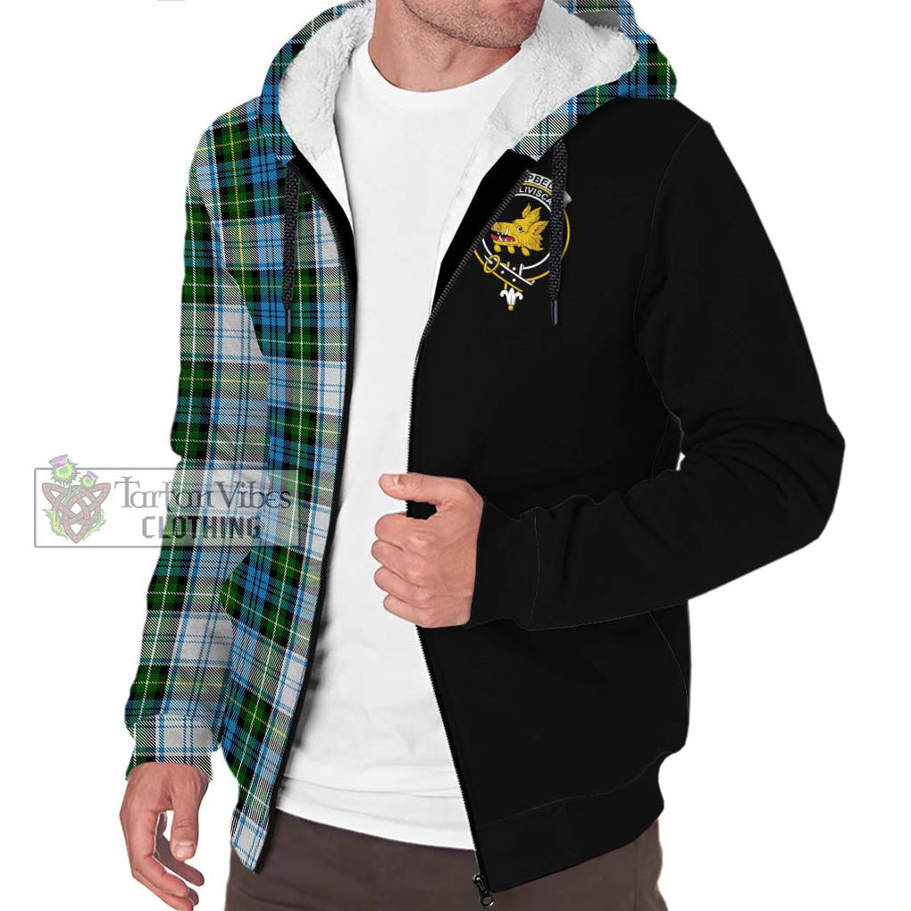 Campbell Dress Tartan Sherpa Hoodie with Family Crest and Half Of Me Style Unisex S - Tartanvibesclothing Shop