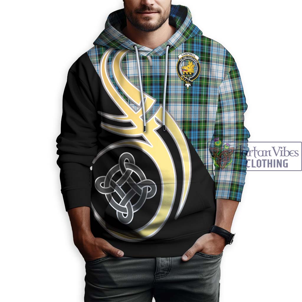 Campbell Dress Tartan Hoodie with Family Crest and Celtic Symbol Style Zip Hoodie - Tartan Vibes Clothing