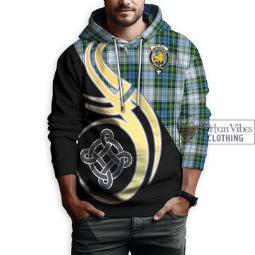 Campbell Dress Tartan Hoodie with Family Crest and Celtic Symbol Style