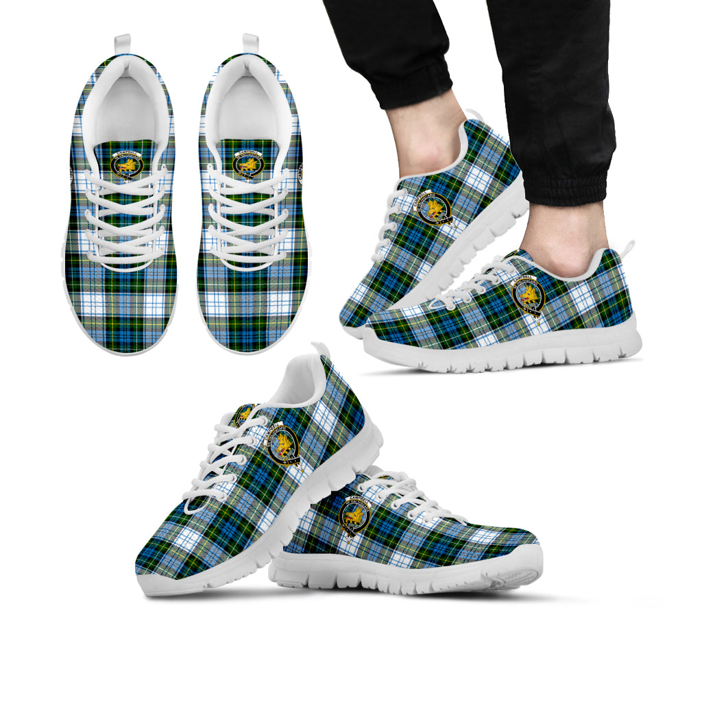 Campbell Dress Tartan Sneakers with Family Crest Kid's Sneakers - Tartan Vibes Clothing