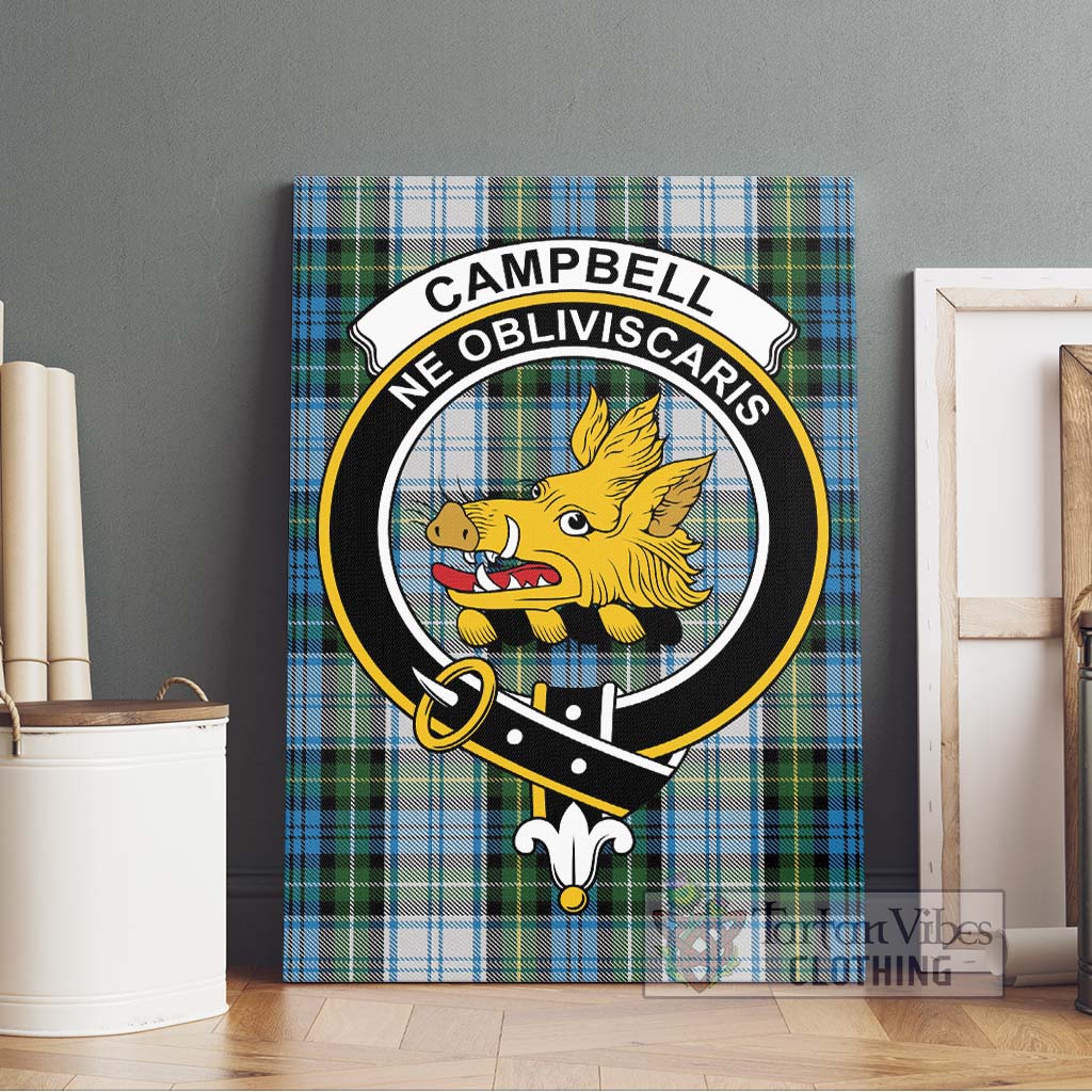 Tartan Vibes Clothing Campbell Dress Tartan Canvas Print Wall Art with Family Crest