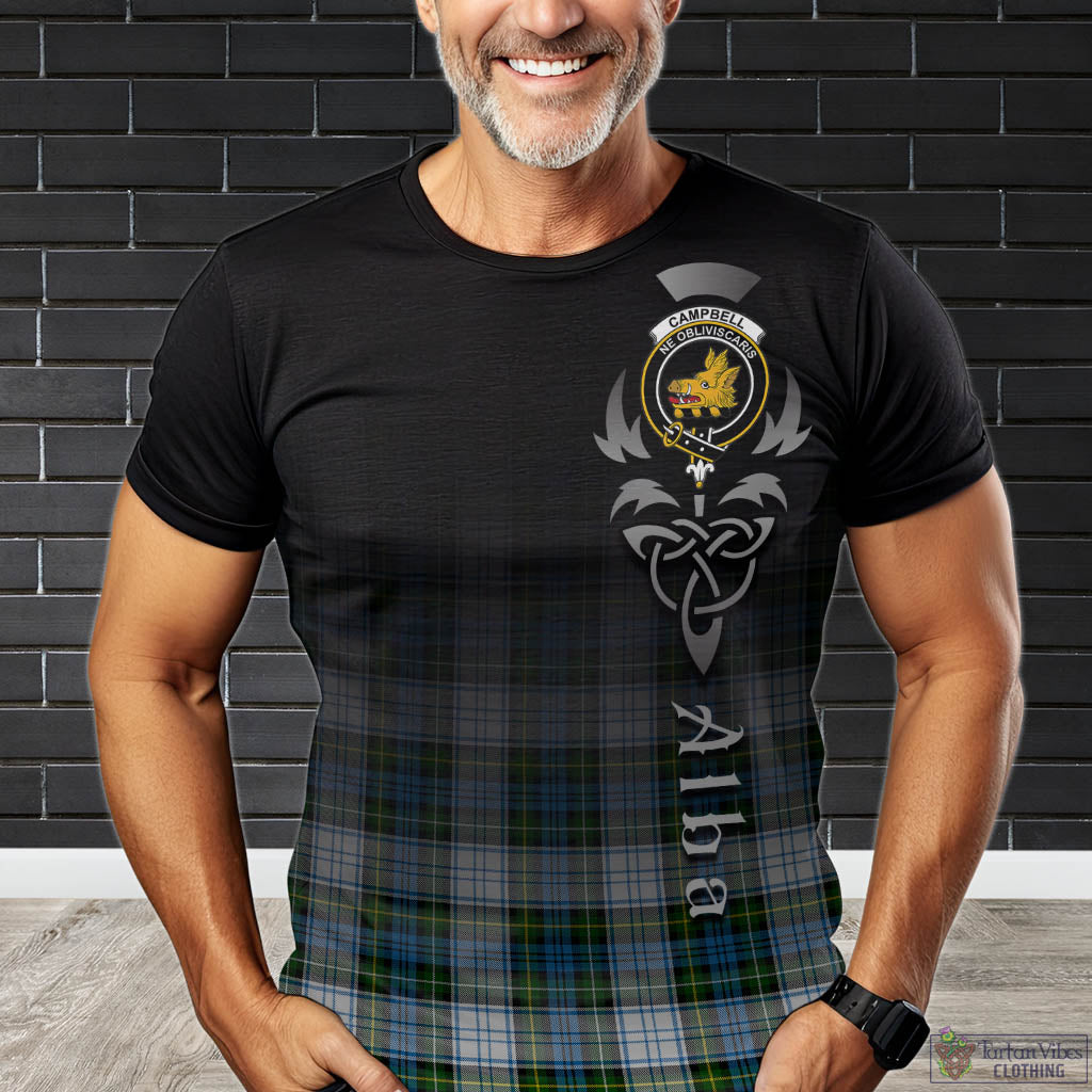 Tartan Vibes Clothing Campbell Dress Tartan T-Shirt Featuring Alba Gu Brath Family Crest Celtic Inspired