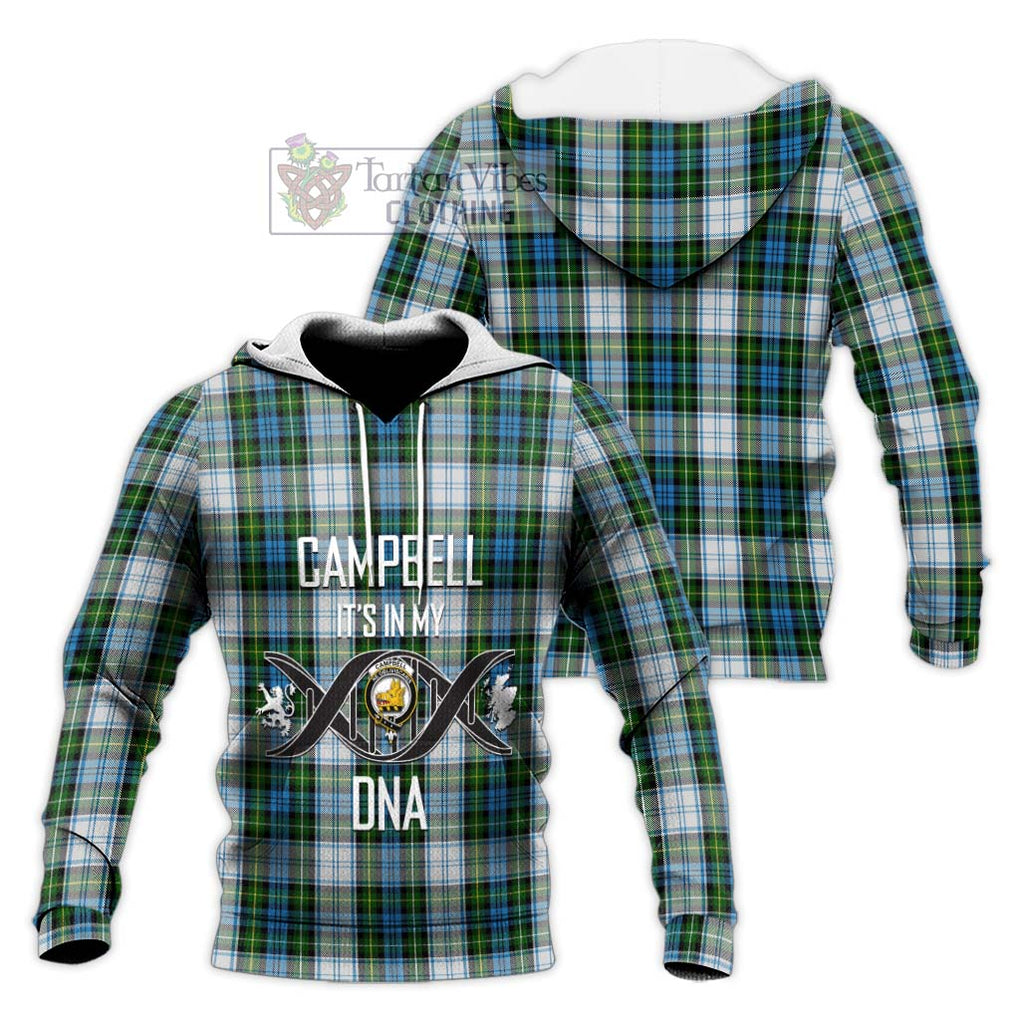 Campbell Dress Tartan Knitted Hoodie with Family Crest DNA In Me Style Unisex Knitted Pullover Hoodie - Tartanvibesclothing Shop