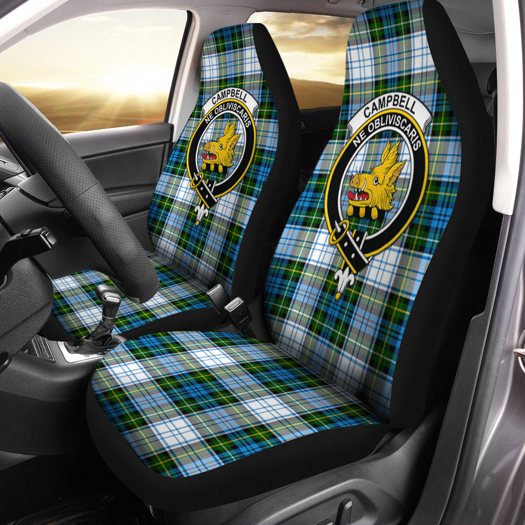 Campbell Dress Tartan Car Seat Cover with Family Crest One Size - Tartanvibesclothing