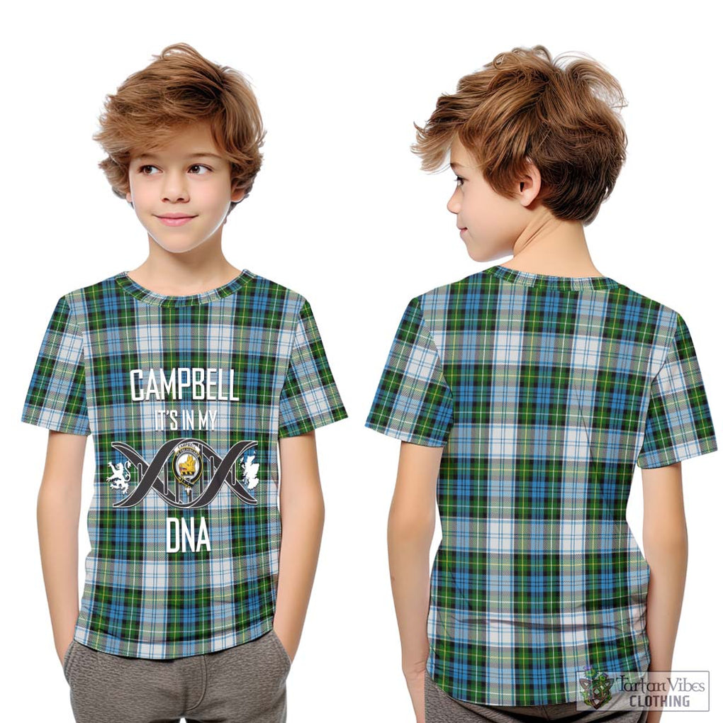 Campbell Dress Tartan Kid T-Shirt with Family Crest DNA In Me Style Youth XL Size14 - Tartanvibesclothing Shop