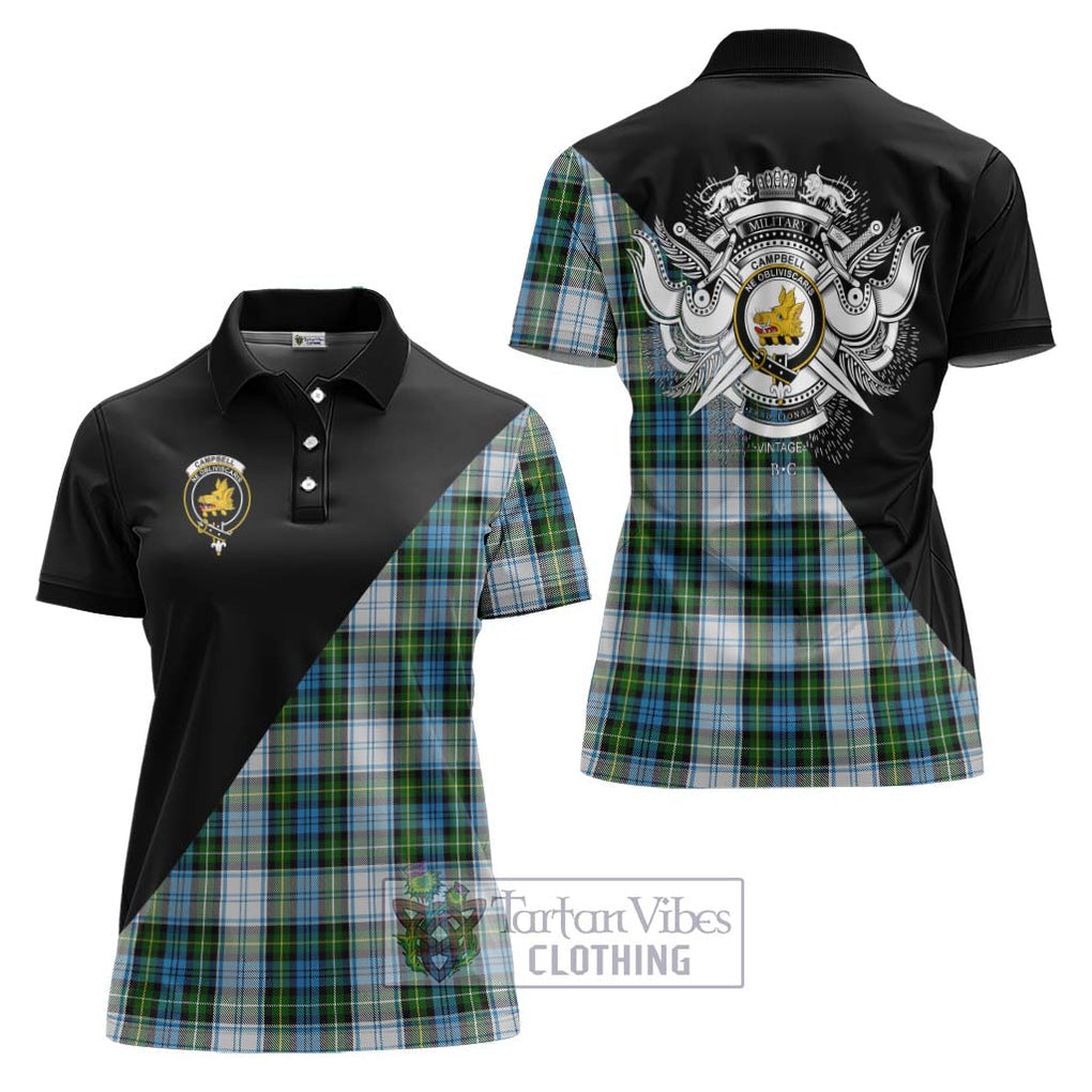 Campbell Dress Tartan Women's Polo Shirt with Family Crest and Military Logo Style Women - Tartanvibesclothing Shop