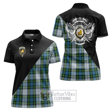 Campbell Dress Tartan Women's Polo Shirt with Family Crest and Military Logo Style