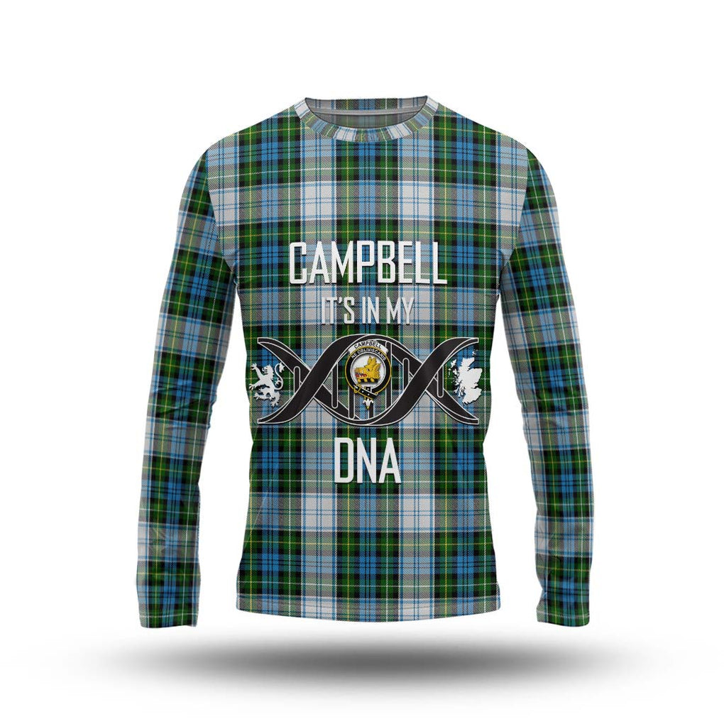 Campbell Dress Tartan Long Sleeve T-Shirt with Family Crest DNA In Me Style Unisex - Tartanvibesclothing Shop