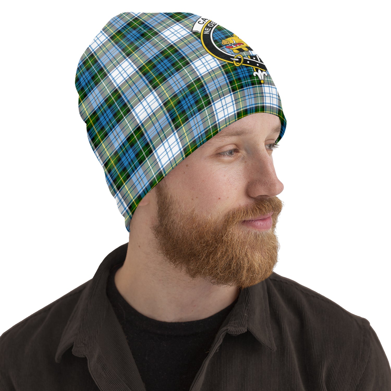 Campbell Dress Tartan Beanies Hat with Family Crest One Size 10.5*10.2 inches - Tartan Vibes Clothing