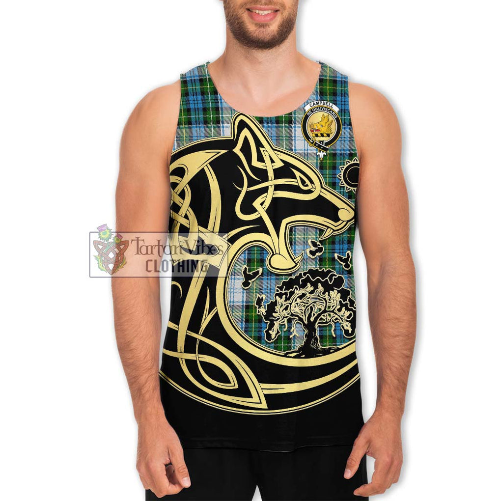 Campbell Dress Tartan Men's Tank Top with Family Crest Celtic Wolf Style Men - Tartan Vibes Clothing