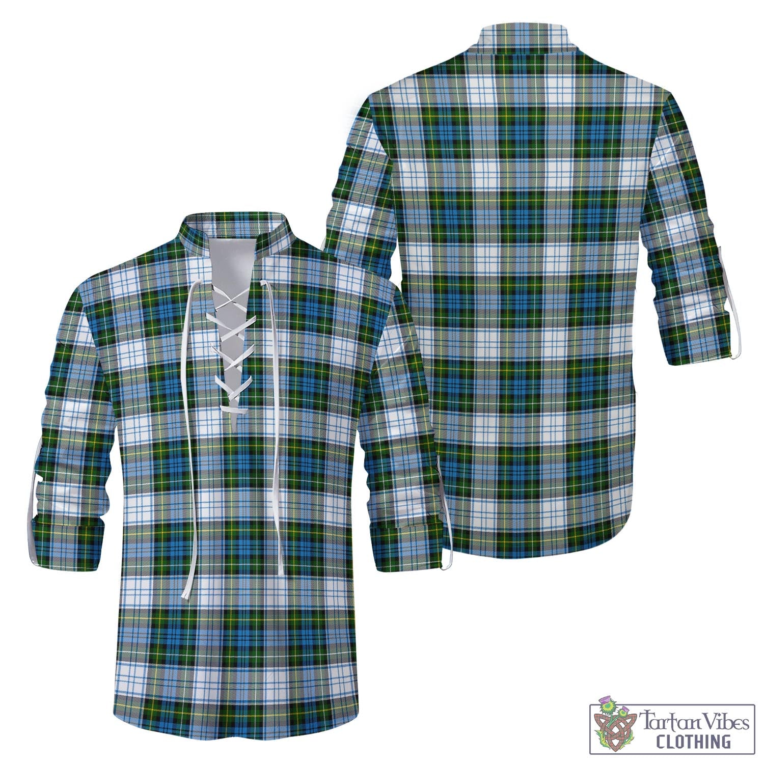 Tartan Vibes Clothing Campbell Dress Tartan Men's Scottish Traditional Jacobite Ghillie Kilt Shirt