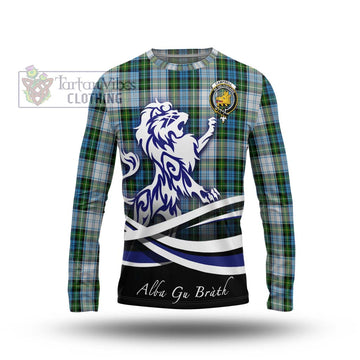 Campbell Dress Tartan Long Sleeve T-Shirt with Alba Gu Brath Regal Lion Emblem