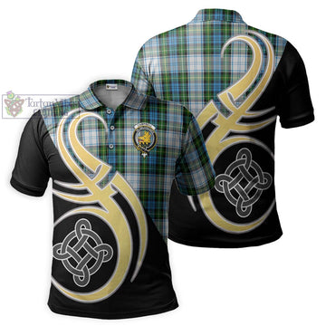 Campbell Dress Tartan Polo Shirt with Family Crest and Celtic Symbol Style