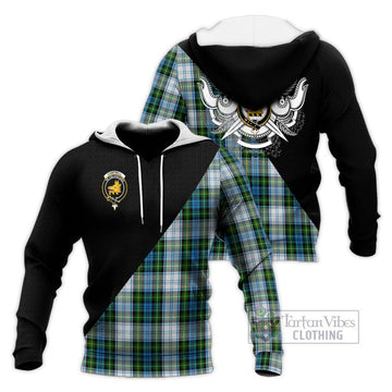 Campbell Dress Tartan Knitted Hoodie with Family Crest and Military Logo Style