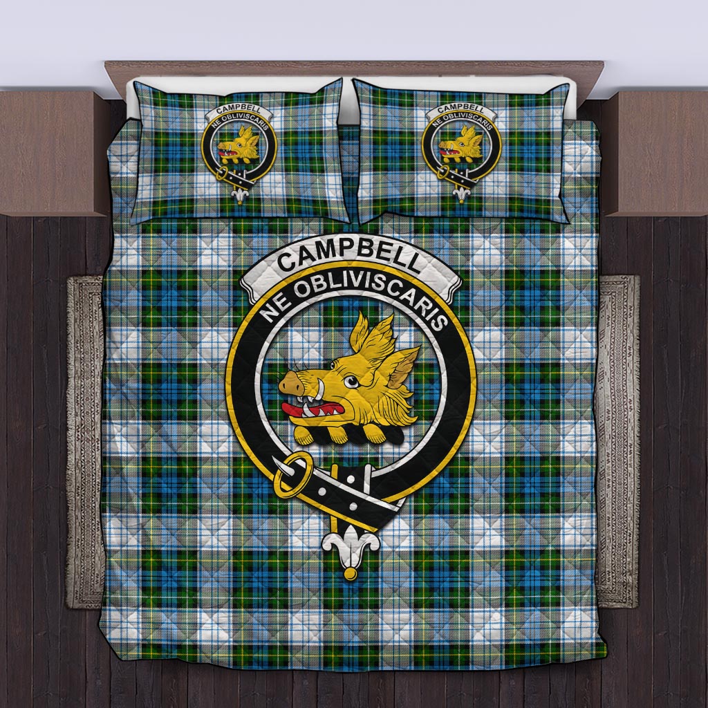 Campbell Dress Tartan Quilt Bed Set with Family Crest Twin - Tartanvibesclothing