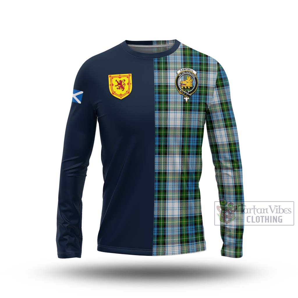 Tartan Vibes Clothing Campbell Dress Tartan Long Sleeve T-Shirt with Scottish Lion Royal Arm Half Style