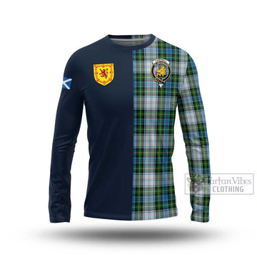 Campbell Dress Tartan Long Sleeve T-Shirt with Scottish Lion Royal Arm Half Style