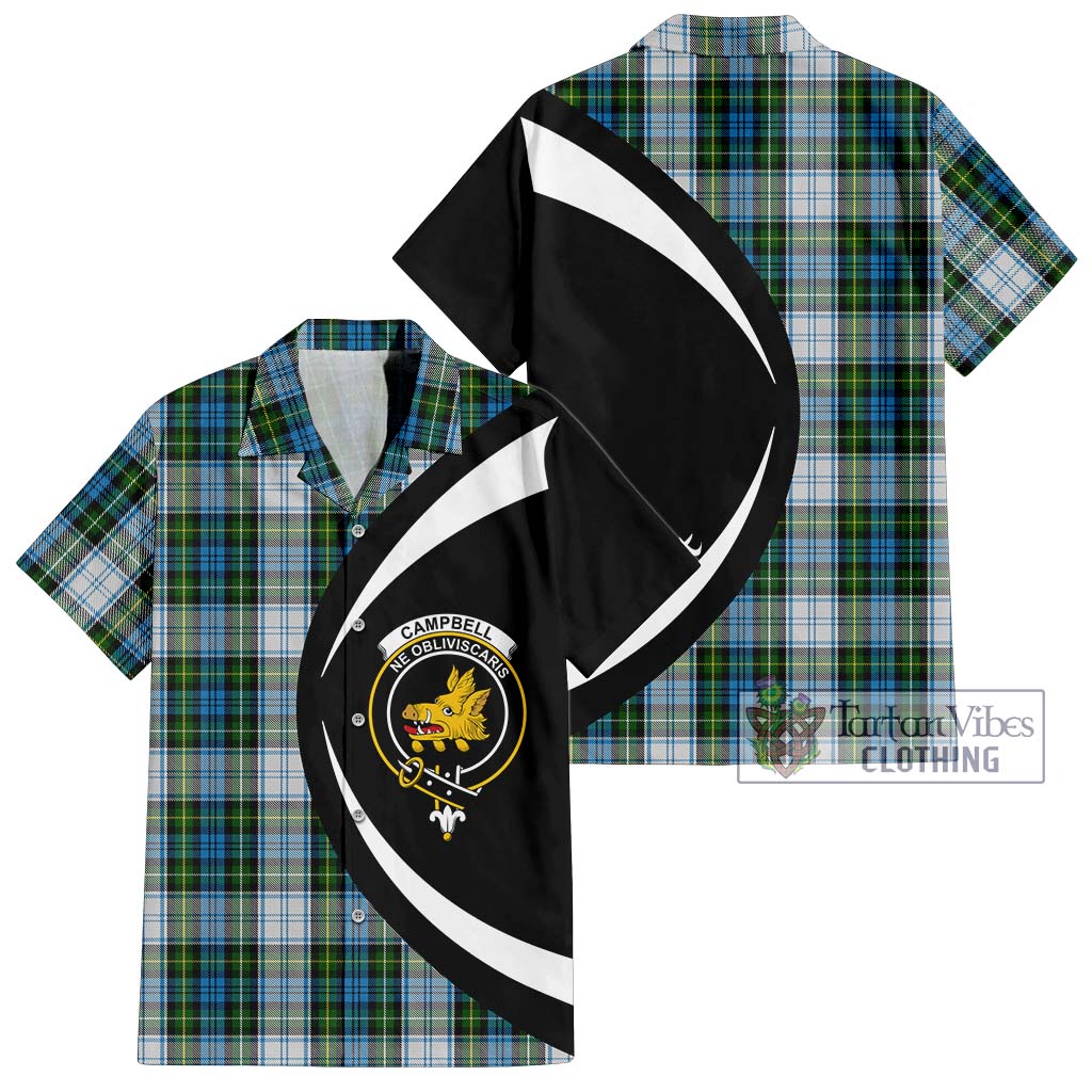 Campbell Dress Tartan Short Sleeve Button Up with Family Crest Circle Style Kid - Tartan Vibes Clothing