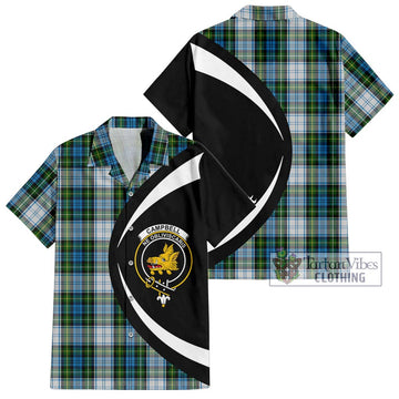 Campbell Dress Tartan Short Sleeve Button Up with Family Crest Circle Style