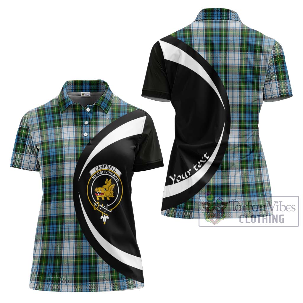 Campbell Dress Tartan Women's Polo Shirt with Family Crest Circle Style Women - Tartan Vibes Clothing