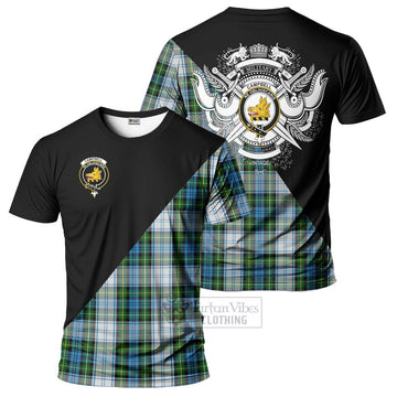 Campbell Dress Tartan T-Shirt with Family Crest and Military Logo Style