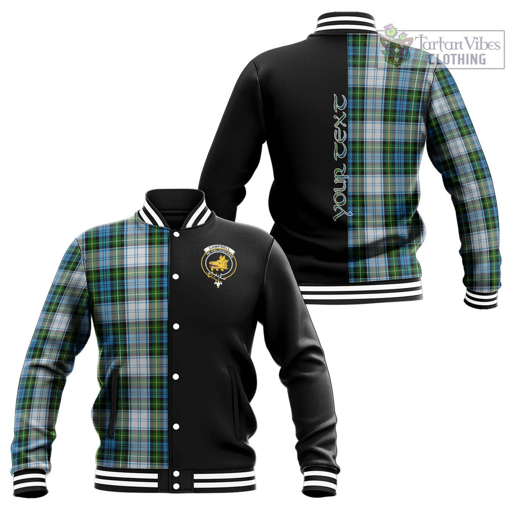 Campbell Dress Tartan Baseball Jacket with Family Crest and Half Of Me Style Unisex - Tartanvibesclothing Shop