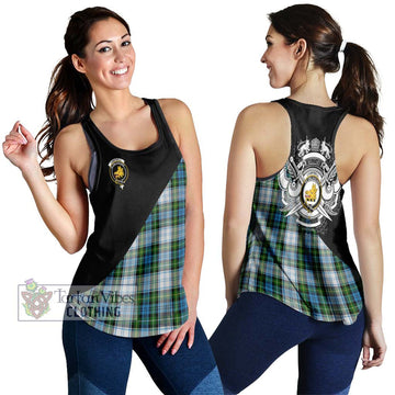 Campbell Dress Tartan Women's Racerback Tanks with Family Crest and Military Logo Style