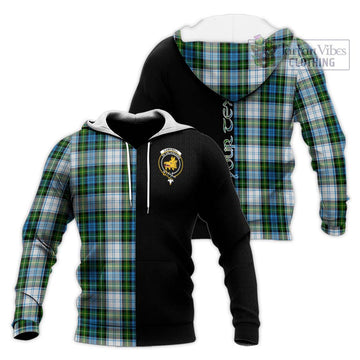 Campbell Dress Tartan Knitted Hoodie with Family Crest and Half Of Me Style