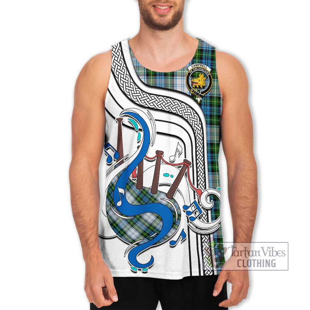 Campbell Dress Tartan Men's Tank Top with Epic Bagpipe Style Men - Tartanvibesclothing Shop