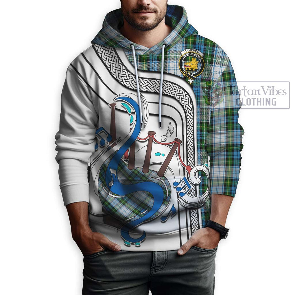 Campbell Dress Tartan Hoodie with Epic Bagpipe Style Zip Hoodie - Tartanvibesclothing Shop