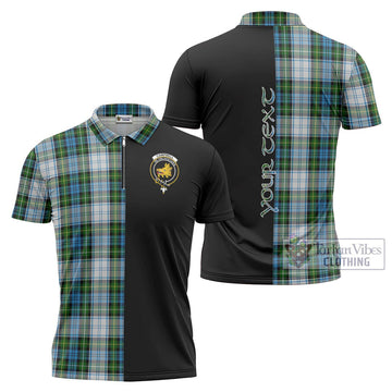 Campbell Dress Tartan Zipper Polo Shirt with Family Crest and Half Of Me Style