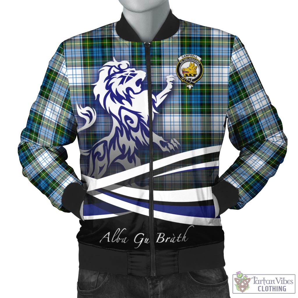 Tartan Vibes Clothing Campbell Dress Tartan Bomber Jacket with Alba Gu Brath Regal Lion Emblem