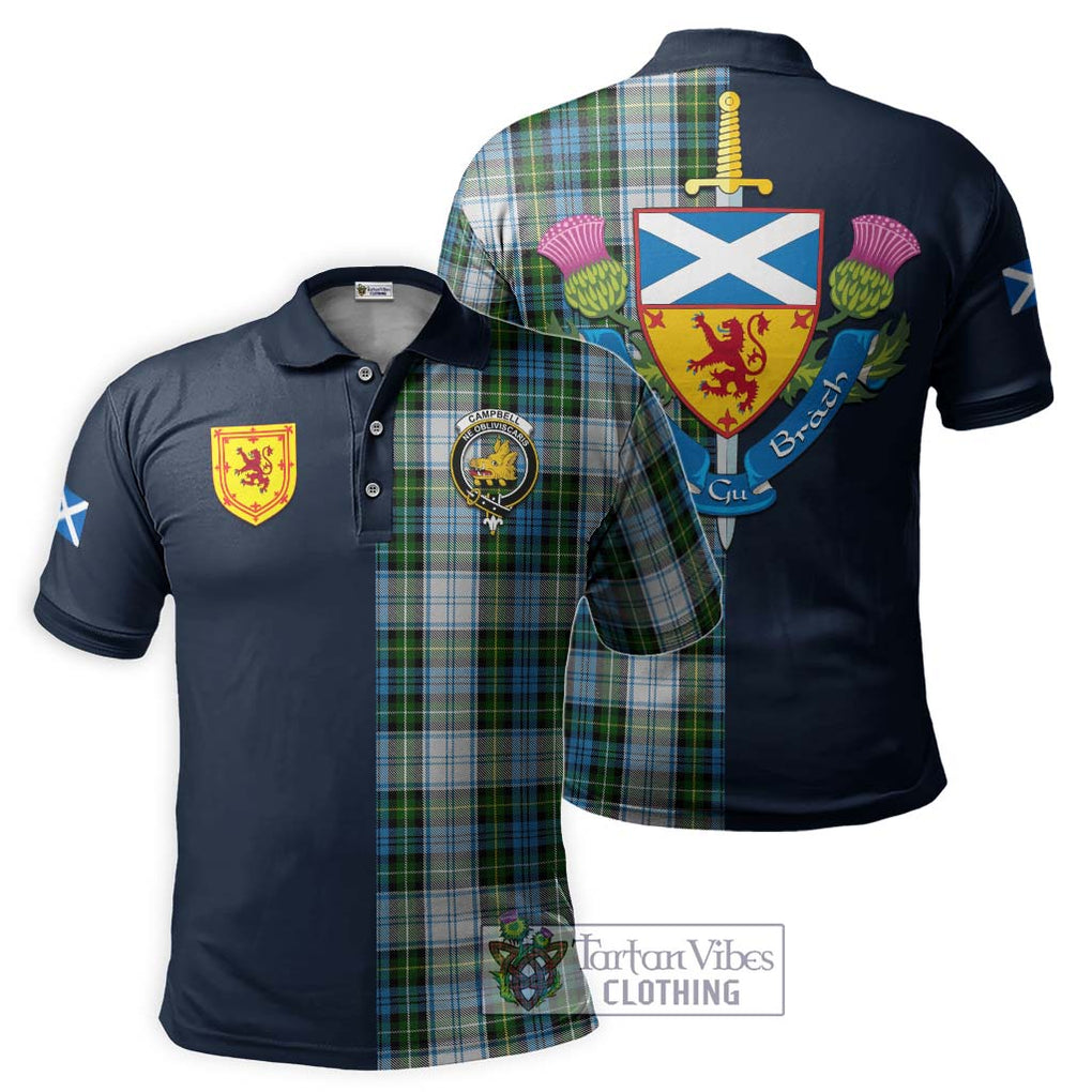 Tartan Vibes Clothing Campbell Dress Tartan Polo Shirt with Scottish Lion Royal Arm Half Style