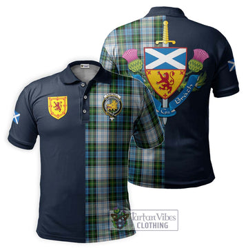 Campbell Dress Tartan Polo Shirt with Scottish Lion Royal Arm Half Style