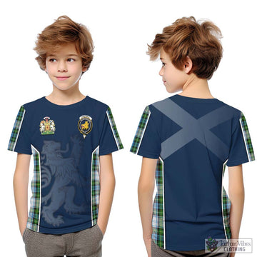 Campbell Dress Tartan Kid T-Shirt with Family Crest and Lion Rampant Vibes Sport Style