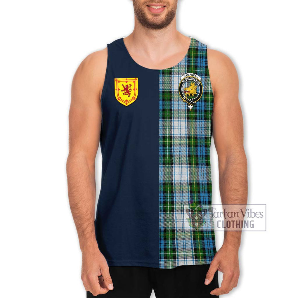 Tartan Vibes Clothing Campbell Dress Tartan Men's Tank Top with Scottish Lion Royal Arm Half Style